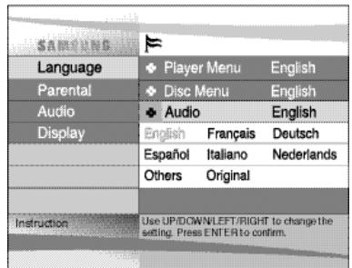 SAMSUNG DVD-L100WA - Using the Audio Language - 1