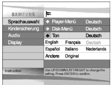 SAMSUNG DVD-L100WA - Wiedergabesprache einstellen - 1