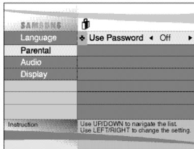 SAMSUNG DVD-L100WA - Setting Up the Parental Control - 1