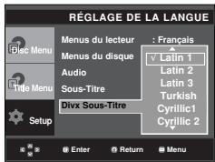SAMSUNG DVD-P171 - Utilisation de la langue des sous-titres de fichiers DivX - 1