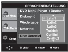 SAMSUNG DVD-P171 - DivX-Untertitel-Sprache wahlen - 1