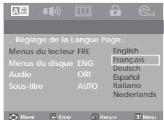 SAMSUNG DVD-P181 - Utilisation de la langue du Menu Lecteur - 1