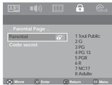 SAMSUNG DVD-P181 - Configuration du niveau d'évaluation - 4