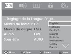 SAMSUNG DVD-P181 - Utilisation de la langue du Disc Menu (Menu Disque) - 1
