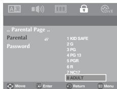 SAMSUNG DVD-P181 - Setting Up the Rating Level - 3