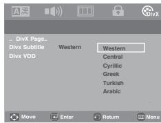 SAMSUNG DVD-P181 - Using the DivX Subtitle Language - 1