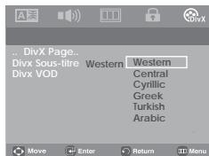 SAMSUNG DVD-P181 - Utilisation de la langue des sous-titres de fichiers DivX - 1