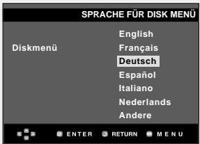 SPRACHE FÜR DISK MENU Diskmenü English Français Deutsch Español Italiano Nederlands Andere ENTER RETURN MENU