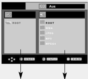 Aus ROOT ROOT WMA JPEG MP3 MPEG4 I ENTER RETURN MENU