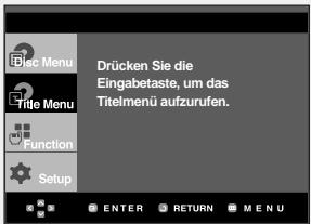 Drücken Sie die Eingabetaste, um das Titelmenü aufzurufen. Menu Title Menu Function Setup ENTER RETURN MENU