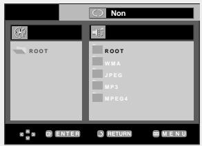 Non ROOT ROOT WMA JPEG MP3 MPEG4 ENTER RETURN MENU