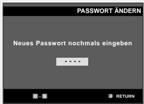 PASSWORT ÄNDERN Neues Passwort nochmals eingeben ..... 0 - 0 RETURN