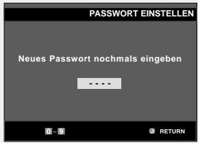 PASSWORT EINSTELLEN Neues Passwort nochmais eingeben ...... 0 - 0 RETURN