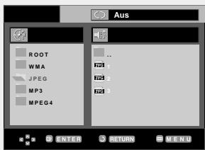 Aus ROOT WMA JPEG MP3 MPEG4 ... F20 1 F20 2 F20 3 ENTER RETURN MENU