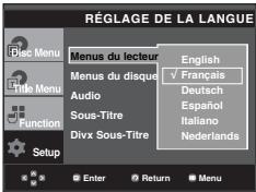 SAMSUNG DVD-P360 - Utilisation de la langue du Menu Lecteur - 1