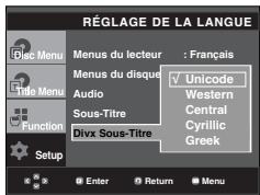 SAMSUNG DVD-P360 - Utilisation de la langue des sous-titres de fichiers DivX - 1