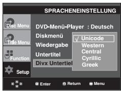 SAMSUNG DVD-P360K - DivX-Untertitel-Sprache wahlen - 1