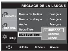 SAMSUNG DVD-P370 - Utilisation de la langue des sous-titres de fichiers DivX - 1