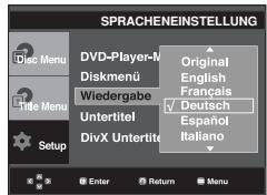 SAMSUNG DVD-P370 - Wiedergabesprache einstellen - 1