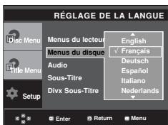 SAMSUNG DVD-P375 - Utilisation de la langue du menu disque - 1