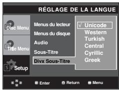 SAMSUNG DVD-P380 - Utilisation de la langue des sous-titres de fichiers DivX - 1