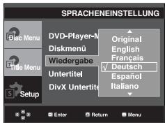 SAMSUNG DVD-P380 - Wiedergabesprache einstellen - 1