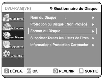 SAMSUNG DVD-R100E - Appuyez sur les touches ▲▼ pour sélectionner “Format du Disque”, puis appuyez sur la touche OK ou ▷. - 1