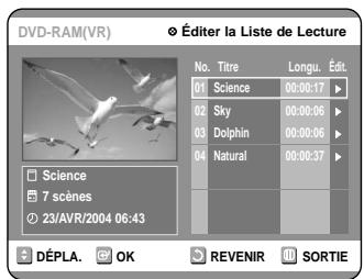 SAMSUNG DVD-R100E - Appuyez sur la touche PLAY LIST. L'écran Éditer une liste de lecture s'affiche. - 1