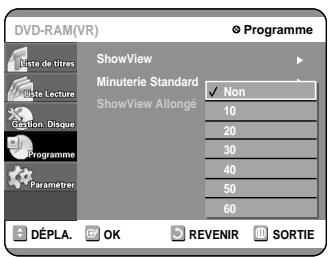SAMSUNG DVD-R100E - Appuyez sur les touches OK ou pour paramétrer la durée "ShowView Allongé" par tranche de 10 minutes. - 1