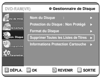 SAMSUNG DVD-R100E - Supprimer toutes les listes de titres - 6
