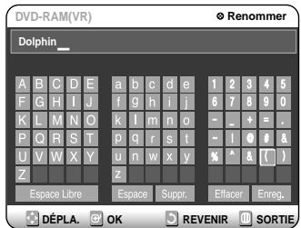 SAMSUNG DVD-R100E - Entrez les caractères désirés à l'aide des touches ▲▼ △▶. - 1