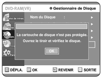 SAMSUNG DVD-R100E - Appuyez sur les touches ▲▼ pour sélectionner le “Informations Protection Cartouche”, puis appuyez sur la touche OK ou ▷. - 2