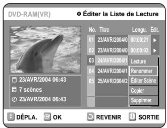 SAMSUNG DVD-R100E - Appuyez sur les touches ▲▼ pour selectionner “Renommer”, puis appuyez sur la touche OK. - 1