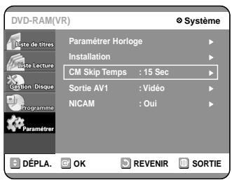 SAMSUNG DVD-R100E - Réglage de la durée de la fonction CM Skip (saut) - 3