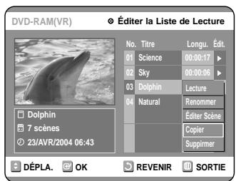 SAMSUNG DVD-R100E - Appuyez sur les touches ▲▼ pour sélectionner "Copier", puis appuyez sur la touche OK. La dernière liste de lecture sélectionnée est copiee. - 1