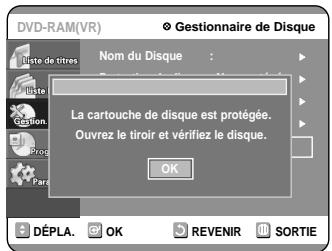 SAMSUNG DVD-R100E - Appuyez sur les touches ▲▼ pour sélectionner le “Informations Protection Cartouche”, puis appuyez sur la touche OK ou ▷. - 1