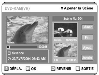 SAMSUNG DVD-R100E - Appuyez sur la touche OK au point de fin de la scène. - 1