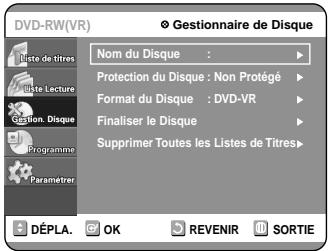 SAMSUNG DVD-R100E - Appuyez sur les touches ▲▼ pour sélectionner “Gestion. Disque”, puis appuyez sur la touche OK ou ▷. - 1