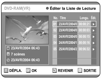 SAMSUNG DVD-R100E - Appuyez sur la touche PLAY LIST. L'écran Éditer une liste de lecture s'affiche. - 1