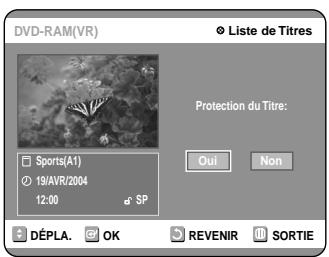 SAMSUNG DVD-R100E - Appuyez sur les touches ▲▼ pour selectionner “Protection”, puis appuyez sur la touche OK. - 2