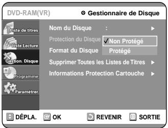SAMSUNG DVD-R100E - Appuyez sur la touche OK ou▶ puis appuyez sur la touche ▲▼ pour sélectionner “Protégé”. - 1