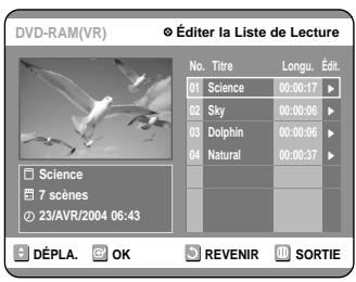 SAMSUNG DVD-R100E - Appuyez sur la touche PLAY LIST. L'écran Éditer une liste de lecture s'affiche. - 1