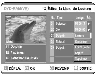 SAMSUNG DVD-R100E - Appuyez sur les touches ▲▼ pour selectionner l'entrée de la Liste de lecture que vous souhaitez éditer, puis appuyez sur la touche OK ou ▷. - 1