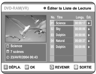SAMSUNG DVD-R100E - Utilisation de la touche PLAY LIST - 1