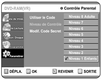 SAMSUNG DVD-R100E - Paramétrage du Contrôle parental - 5