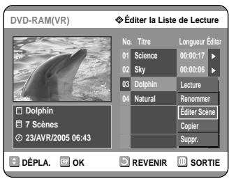 SAMSUNG DVD-R121 - Appuyez sur les touches ▲▼ pour selectionner Editor Scène, puis appuyez sur la touche OK. - 1