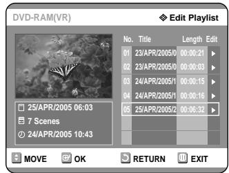SAMSUNG DVD-R121 - - To return to Edit Playlist menu - - 1