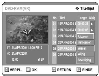 SAMSUNG DVD-R121 - Selecteer met de ▲▼ toetsen een titel UIT de Titellijst die u een andere naam wilt geben. Druk verwolgens op de OK of ▷toets. - 1
