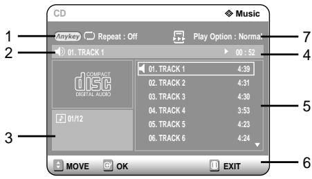 SAMSUNG DVD-R121 - Audio CD(CD-DA) Screen Elements - 1