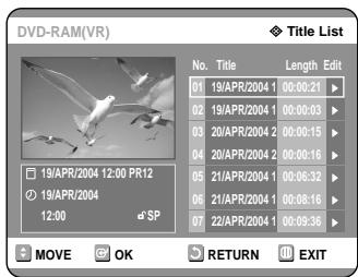 SAMSUNG DVD-R121 - Using the TITLE LIST button - 1